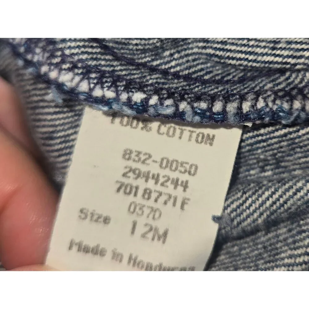 Vintage OshKosh B'Gosh Overalls Denim Pink Logo Size 12 Months